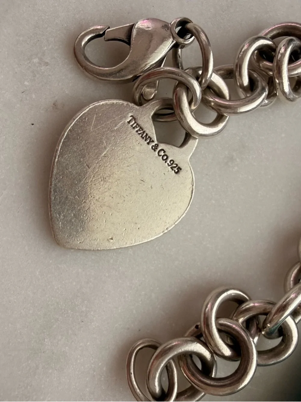 Vintage Tiffany & Co. Sterling Silver Heart Charm Toggle Bracelet with Pouch - Picture 3 of 6